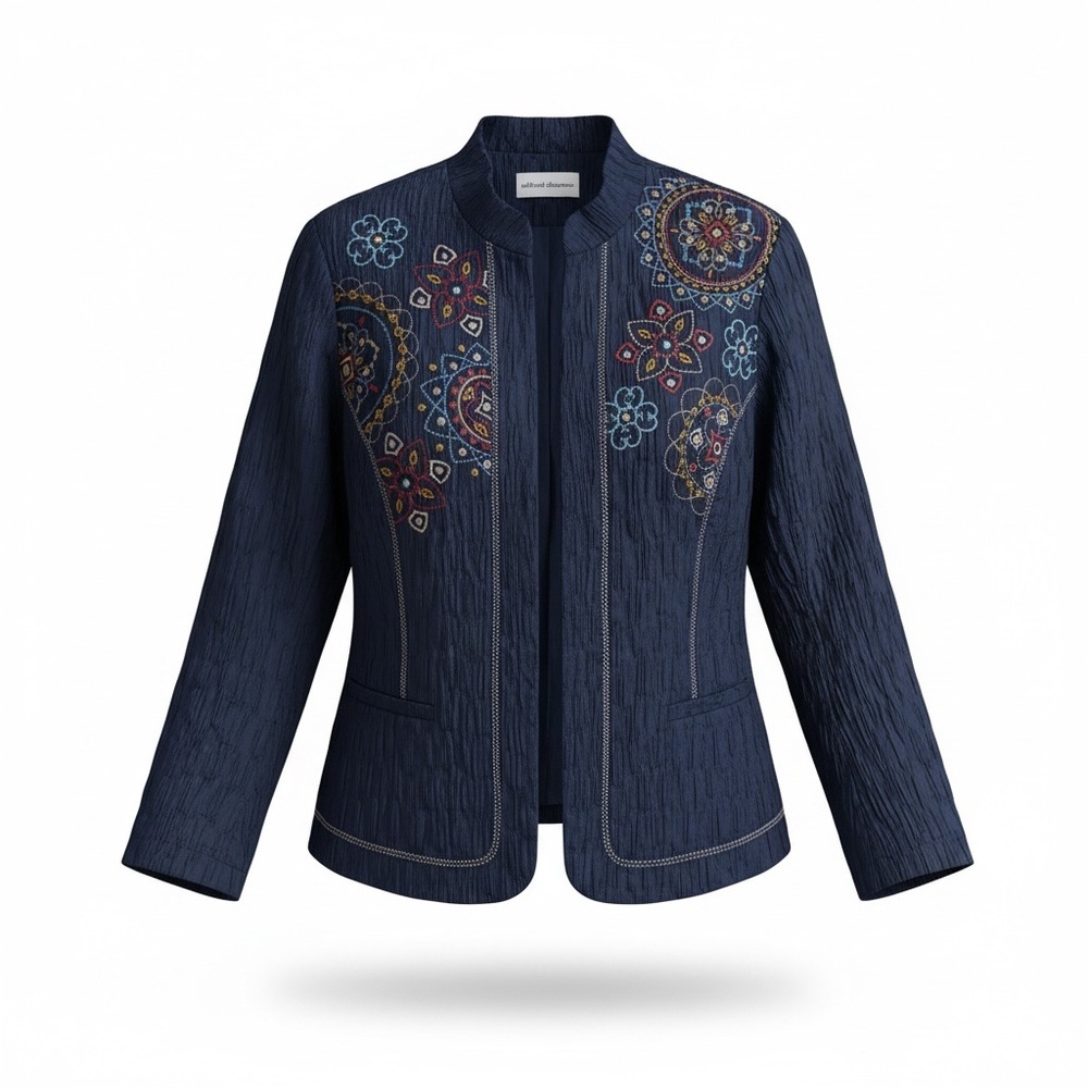 Alfred Dunner navy embroidered blazer, size 10